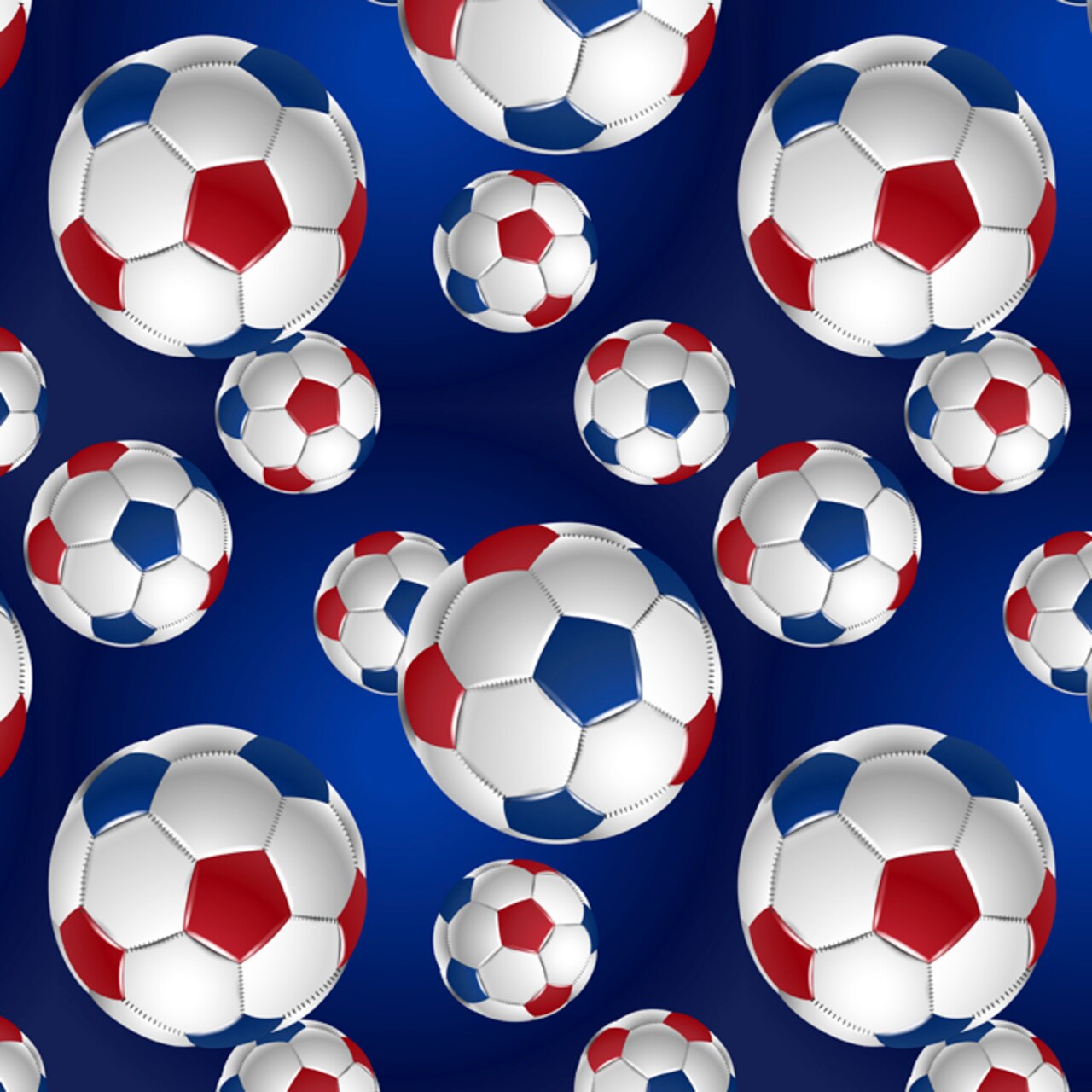 Soccer Balls Navy Anti-Pill Premium Fleece Fabric | By The Yard